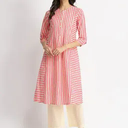 pink fort Women Striped Kurta & Pants Set image 1
