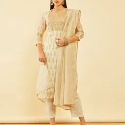 soch Women Leaf Print Straight Kurta Set with Dupatta-picture-34