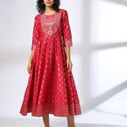 Women Floral Print Round-Neck Fit & Flare Dress-image-28