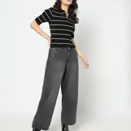 Women Mid-Wash High-Rise Loose Fit Jeans-image-6
