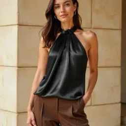 Shein Party Medium Length Halter Neck Sleeveless Stylised Top image 1