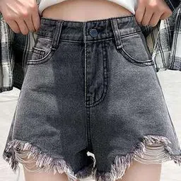 Women Denim Shorts with Insert Pockets-image-66