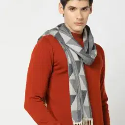 matchitt Men Geometric Pattern Muffler with Tassels-picture-49