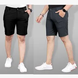 indiclub Pack of 2 Men Flat Front Regular Fit Shorts-picture-49