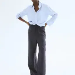 h&m Women Mid Rise Straight Fit Trousers-picture-28