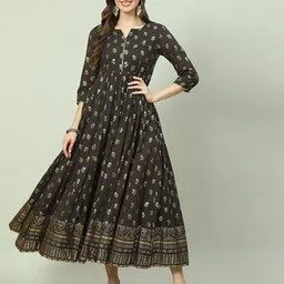 biba Women Floral Print Fit & Flare Dress with Mask-picture-32