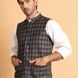 jompers Men Checks Nehru jacket-picture-42