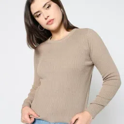yousta Women Ribbed Round-Neck Pullover image 1