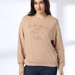 dnmx Women Typographic Embossed Relaxed Fit Crew-Neck Sweatshirt-picture-38