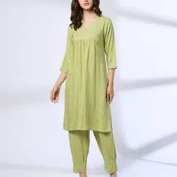 avaasa mix n' match Women All-Over Print Straight Kurta with Pants-picture-49