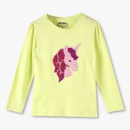 Girls Unicorn Embellished Regular Fit Round-Neck T-Shirt-image-79