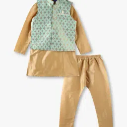 kb team spirit Boys Kurta with Pyjama & Patterned Jacket image 1