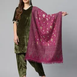 swi stylish  Women Embroidered Wool Stole image 1