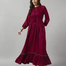 raiyani enterprise x ag Women Fit & Flare Dress with Neck Tie-Up-picture-51