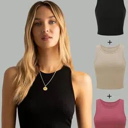 fyre rose Women Pack of 3 Slim Fit Tank Top-picture-17