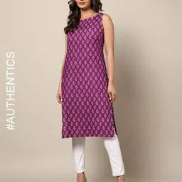 indie picks Handblock Print Cotton Sleeveless Kurta-picture-28
