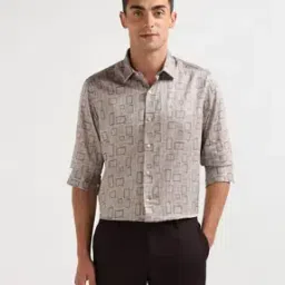 arrow Men Geometric Print Slim Fit Cotton Shirt-picture-30