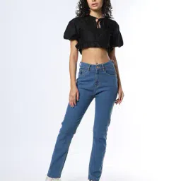 buda jeans co Lightly Washed High-Rise Straight Jeans image 1