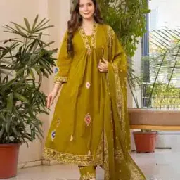 jaimini Women V-Neck Flared Kurta Set-picture-32
