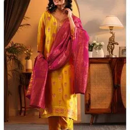 Women Embroidered Straight Kurta Suit Set-image-67
