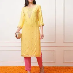 vishudh Women Embroidered Straight Kurti image 1