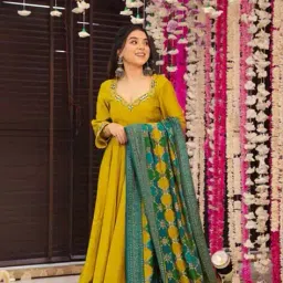 nyrika Women Embroidered Anarkali Kurta Suit Set image 1