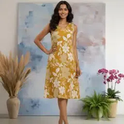 dhakre fashion Women Floral Print V-Neck A-Line Dress-picture-41