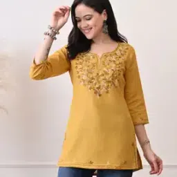 akshatani fashion Women Embroidered Round-Neck Straight Kurti-picture-34