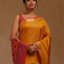 soch Women Woven Saree with Contrast Border image 1