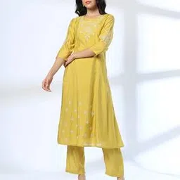 Women Embroidered A-Line Kurta with Palazzos-image-21