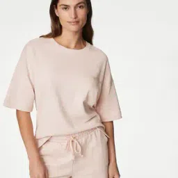 marks & spencer Women Cotton T-Shirt & Shorts Set image 1
