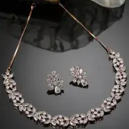 karatcart Women Rose Gold-Plated Stone-Studded Necklace & Earrings Set-picture-14