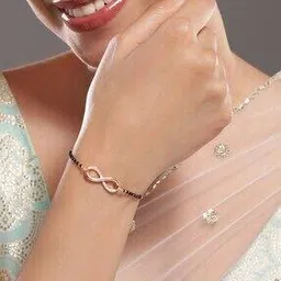 rubans Gold-Plated Infinity Cubic Zirconia Studded Mangalsutra Bracelet-picture-17