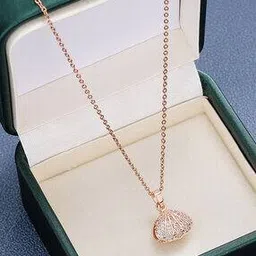 glowzi Rose Gold-Plated Stone-Studded Pendant with Chain-picture-11