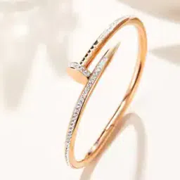 glowzi Rose Gold-Plated Amercian Diamond-Studded Cuff Bracelet-picture-18