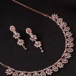 yellow chimes Stone-Studded Necklace & Earrings Set-picture-41