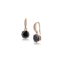 carlton london Rose Gold Plated Black Bead CZ Drop Earrings - FJE4062-picture-38