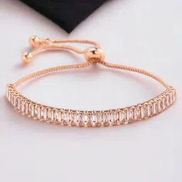 jewels galaxy Women Rose Gold-Plated American Diamond-Studded Link Bracelet-picture-20