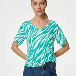 marks & spencer Women Printed Regular Fit V-Neck T-Shirt-picture-26