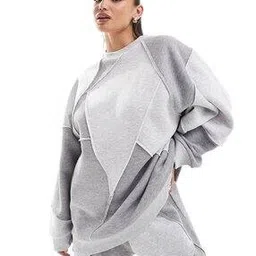 Women Heathered Oversized Sweatshirt-image-81