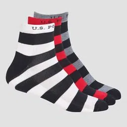 u.s. polo assn. Men Pack of 3 Terry Finish ES005 Striped Ankle-Length Everyday Socks-picture-41