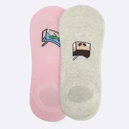 yousta Women Pack of 2 Printed No-Show Socks image 1