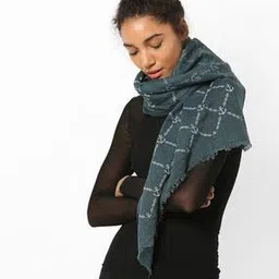 dnmx Printed Scarf with Frayed Edges-picture-16
