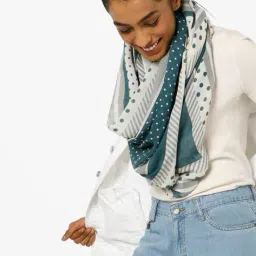 dnmx Printed Scarf with Frayed Edges image 1