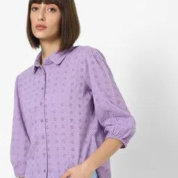 project eve Schiffli Shirt Top with Spread Collar-picture-27