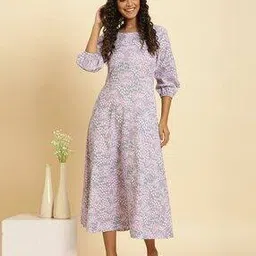 Women Floral Print A-Line Dress-picture-37