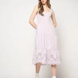 gap Women Sleeveless Round-Neck Solid Dress with Eyelets-picture-22