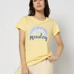 yousta Women Typographic Print Regular Fit Cotton Round-Neck T-Shirt-picture-32