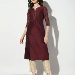 svrnaa by azorte Brocade Straight Kurta with Embroidered Yoke-picture-14
