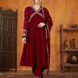 kvs fab Embroidered A Line Kurta With Pant and Dupatta-picture-18